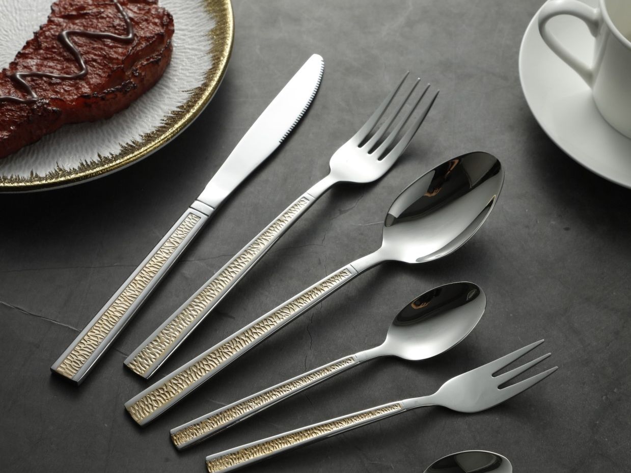 Hammered Gold Inlay Stainless Steel Flatware Set