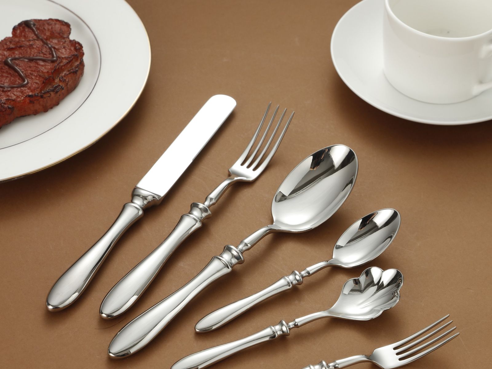 Elegant Teardrop Handle Stainless Steel Flatware Set