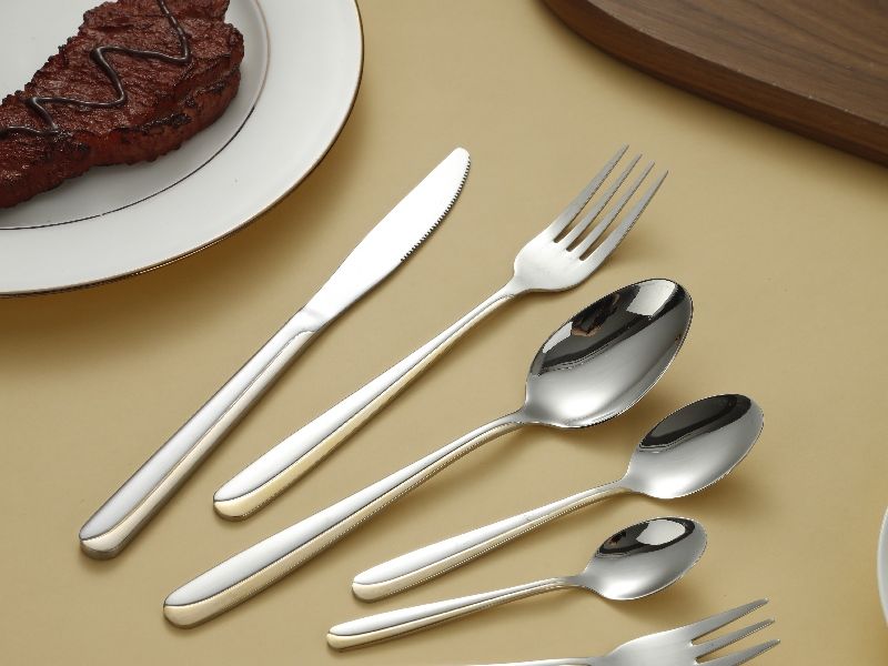 Slim Gold-Edged Stainless Steel Flatware Set