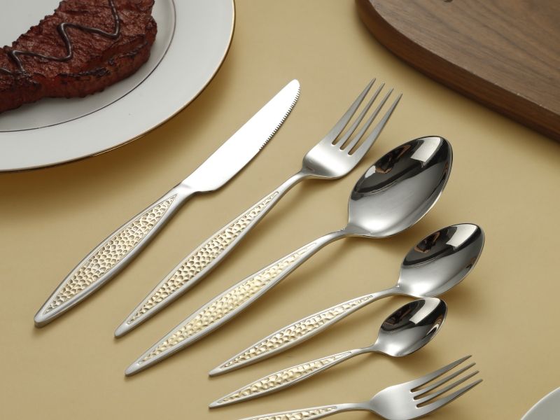Hammered Dot Texture Stainless Steel Flatware Set